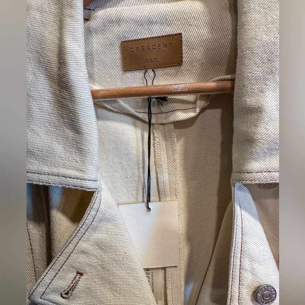 Crescent Denim Trench Coat in White - Picture 8 of 8